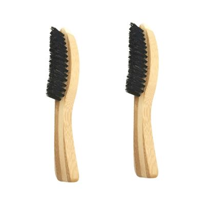 MAGICLULU 2pcs Portable Solid Wood Beard Brush Long Handle for Beard Care and Cleaning at Home Barber Shop Mustache Brush Included