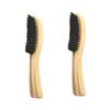 MAGICLULU 2pcs Portable Solid Wood Beard Brush Long Handle for Beard Care and Cleaning at Home Barber Shop Mustache Brush Included view 1