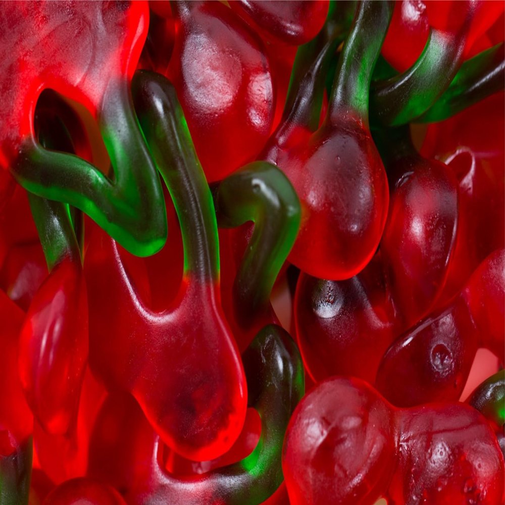 1kg Twin Cherries Candy Pick & Mix Sweets Mixed Assortment Gummy Selection Resealable Pouch Share Bag