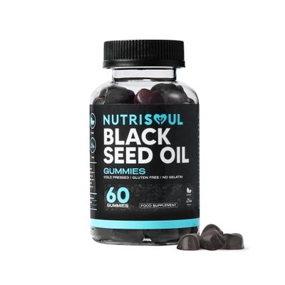 Black Seed Oil Gummies | 1000mg Nigella Sativa | High Strength 20mg Thymoquinone | 60 Cold Pressed, Halal, Vegan, Gluten Free Capsules with Honey Extract | Natural Ingredients