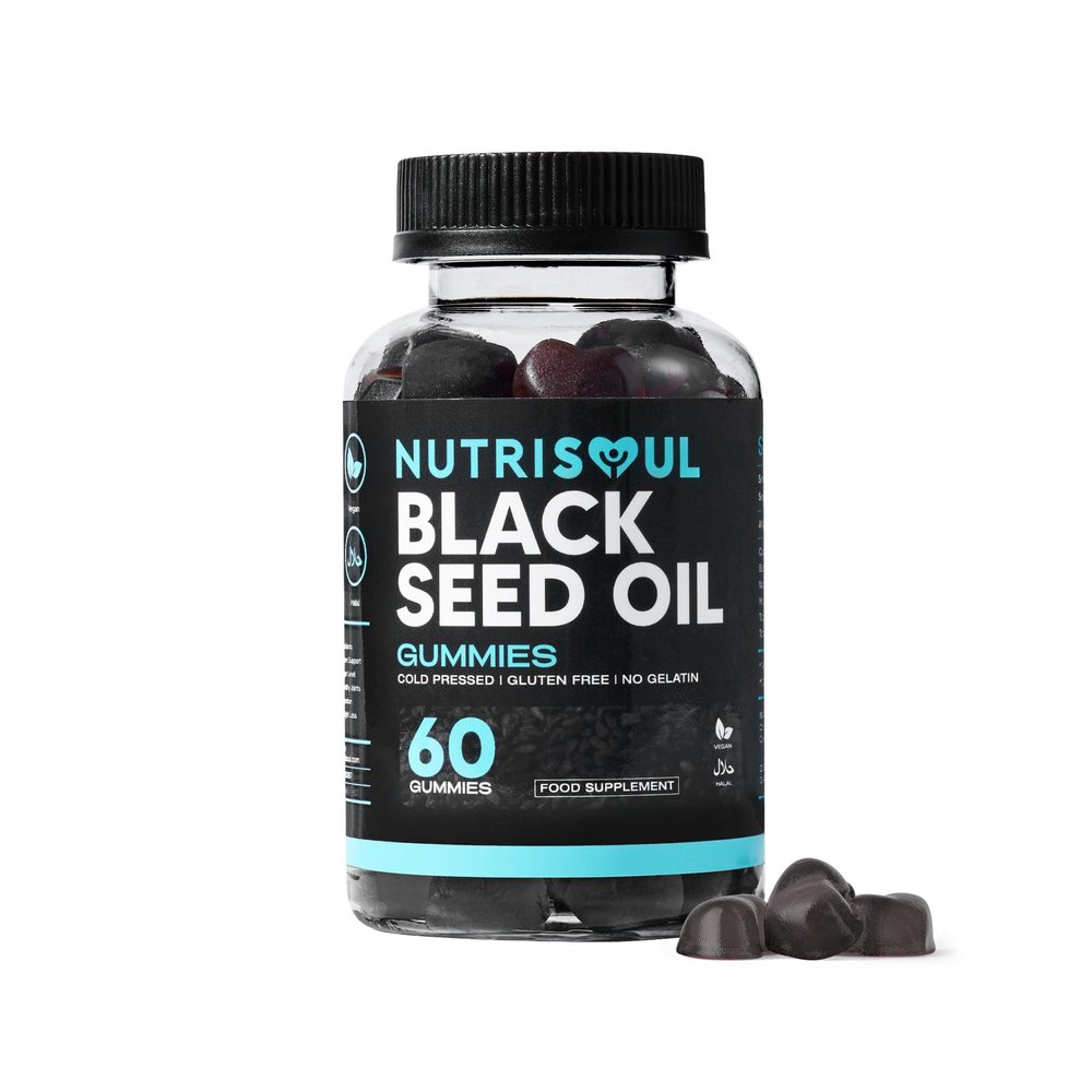 Black Seed Oil Gummies | 1000mg Nigella Sativa | High Strength 20mg Thymoquinone | 60 Cold Pressed, Halal, Vegan, Gluten Free Capsules with Honey Extract | Natural Ingredients