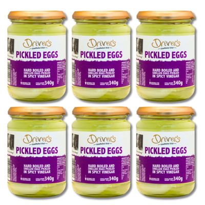 Driver's Pickled Eggs Jar 340g x 6 Pack | Premium Quality, Protein-Packed Snack | 1 Case Bundle by The Great British Kitchen