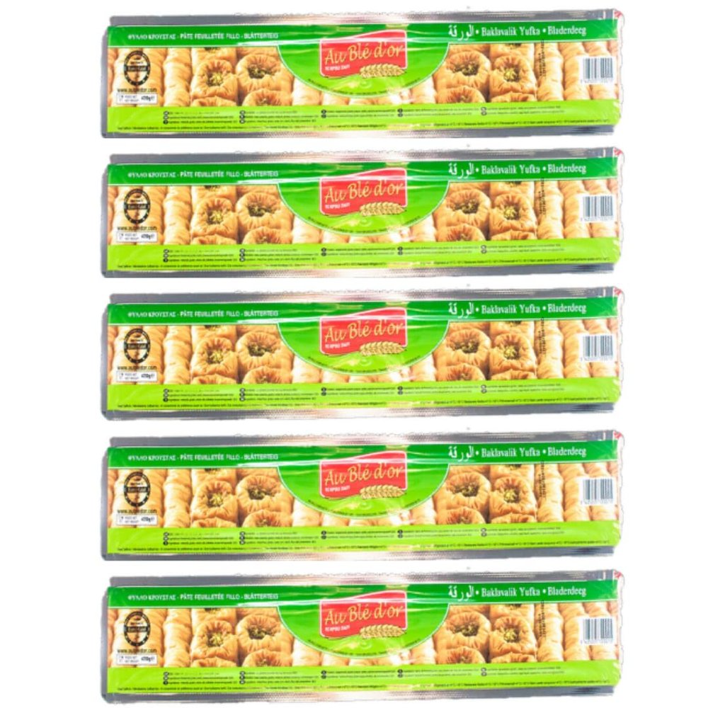 Au Ble Dor Filo Pastry Sheets for Baklava 470 Gram x 5 Packs