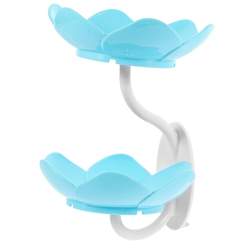 KONTONTY Double-layer Plastic Soap Dish with Drainage Wall-mounted Soap Storage Rack Mint Blue for Bathroom and Kitchen