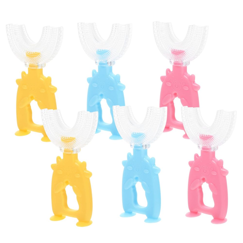 Anneome 6pcs u Shaped Boys and Girls Toothbrush Soft Silicone Brush Heads for Handheld Cleaning at Home