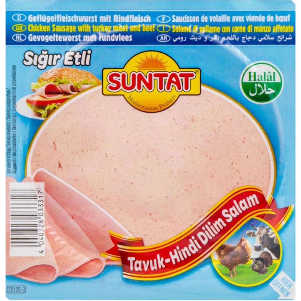 Suntat Chicken - Turkey Sliced Salami with Pepper, Halal, 200 gram