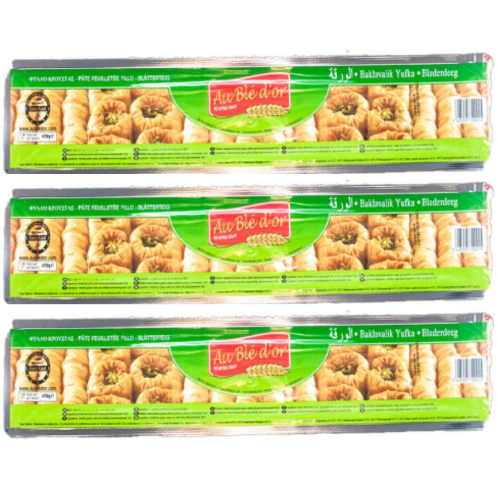 Au Ble Dor Filo Pastry Sheets for Baklava 470 Gram x 3 Packs