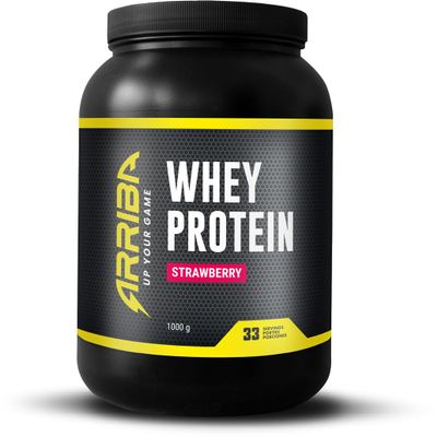 Arriba Nutrition - Protein Powder | Whey Protein | Strawberry/Chocolate/Vanilla | Muscle Building | Muscle Recovery | 1000 Grams - 33 Shakes (One Size, Strawberry)