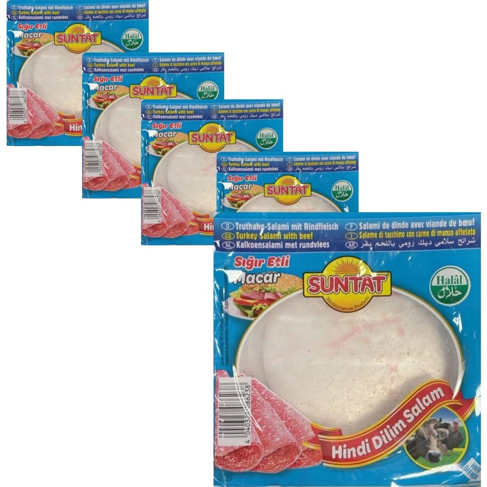 Suntat Chicken Sliced Salami with Turkey Meat, Halal 200 gram x 5 Packs