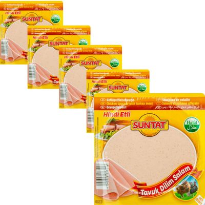 Suntat Chicken Sliced Salami with Turkey Meat, Halal 200 gram x 5 Packs