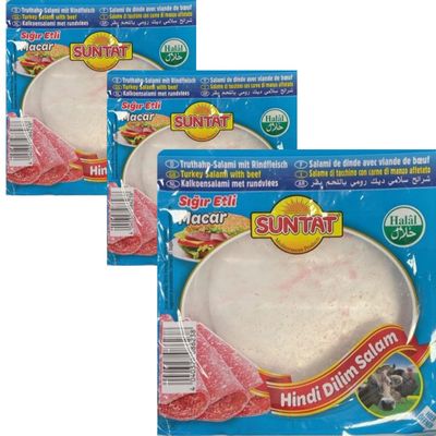 Suntat Chicken Sliced Salami with Turkey Meat, Halal 200 gram x 3 Packs