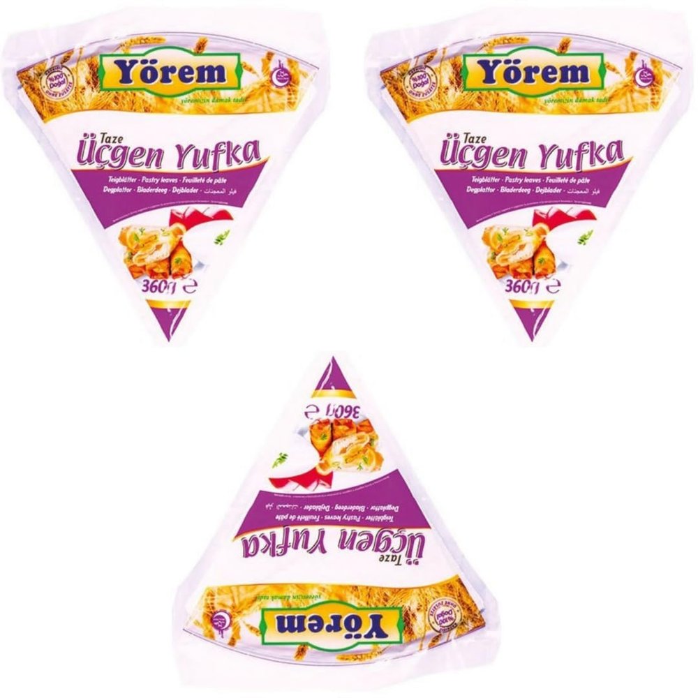 Yorem Pastry Leaves phyllo dough Triangle Phyllo Pastry Sheets 360 Gram x 3 Packs