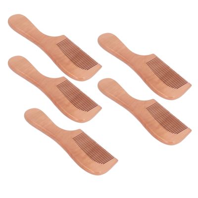 5Pcs Ergonomic Handle Wood Hair Comb, Portable Close Tooth Peach Wood Comb, Reliable Use At Home, Traveling, Hair Salon