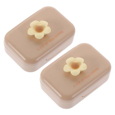 Baluue 2 Sets Portable Contact Lens Box Leakproof Small Lens Box Case for Daily Use Women