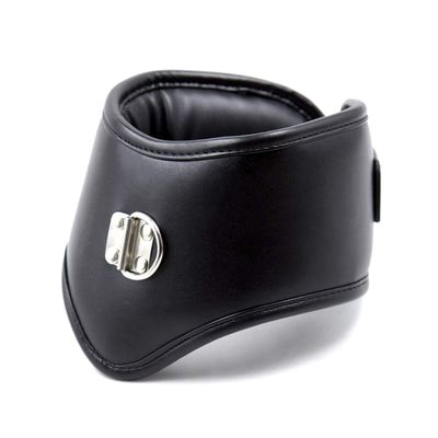 Leather Sponge Filled Neck Collar with Traction Chain Pin Buckle Adjustment Couple Cosplay Prop