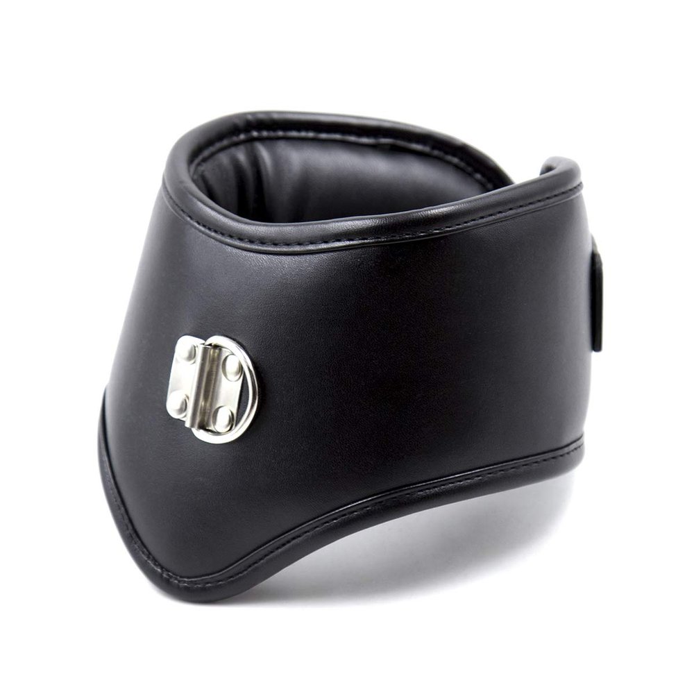 Leather Sponge Filled Neck Collar with Traction Chain Pin Buckle Adjustment Couple Cosplay Prop