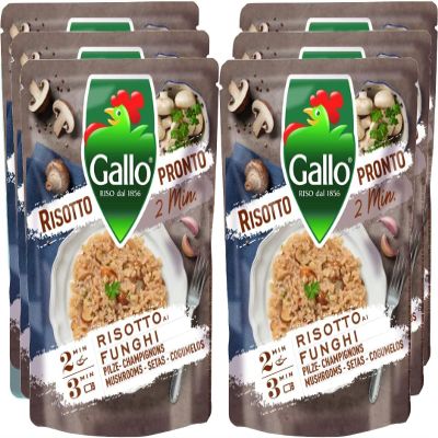 Riso Gallo Risotto Pronto, Mushroom, Vegetarian Quick Cook Microwaveable Risotto, 250 g (Pack of 6)