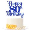 Kaoenla Glitter Happy 80th Birthday Cake Topper,Hello 80Cheers to 80 Years,80th Anniversary /80 years old birthday Party Decor(80, blue) view 1
