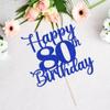 Kaoenla Glitter Happy 80th Birthday Cake Topper,Hello 80Cheers to 80 Years,80th Anniversary /80 years old birthday Party Decor(80, blue) view 2