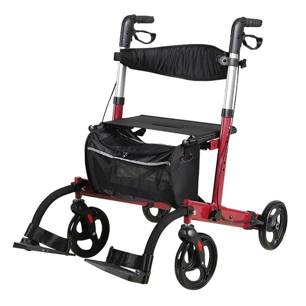Ultra Lightweight Folding rollator,Mobility Scooters,Rollator Walker for Seniors,Rollator 4 Wheel,Old Man Multifunctional Grocery Shopping Trolley,with Pedal D