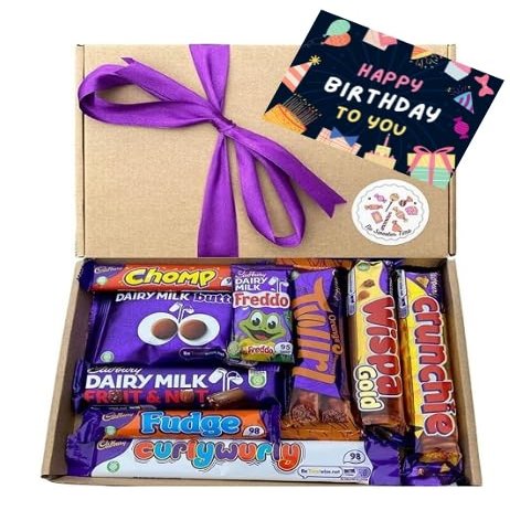 Chocolate Cadburys Gift Box - Hamper - Present - Perfect for Birthdays - Birthday Card - 9 Different Chocolate Bars - Buttons - Letterbox Gifts - For Him and Her (All Occasions)