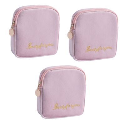 FRCOLOR 3pcs Portable Toiletries Bag for Women Sanitary Towel Storage Pouch Hanging Diaper Bag Zippered Coin Purse Large Capacity Wallet