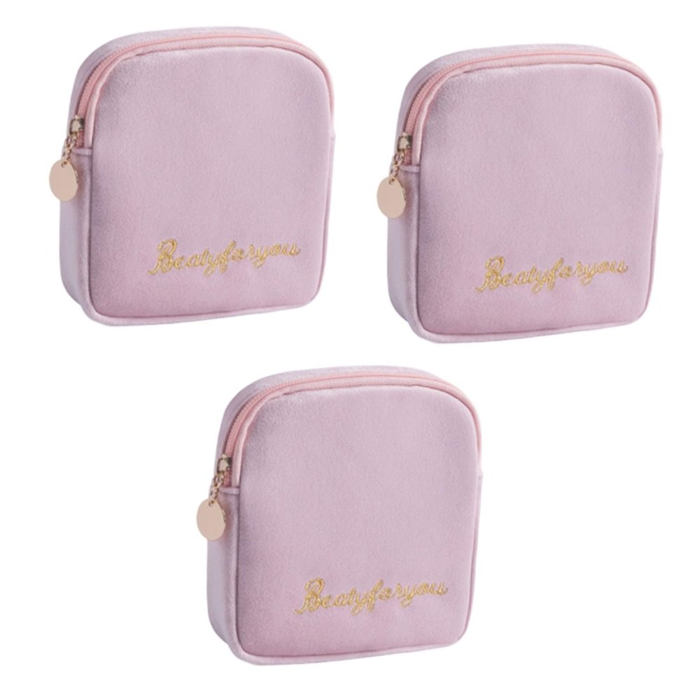 FRCOLOR 3pcs Portable Toiletries Bag for Women Sanitary Towel Storage Pouch Hanging Diaper Bag Zippered Coin Purse Large Capacity Wallet