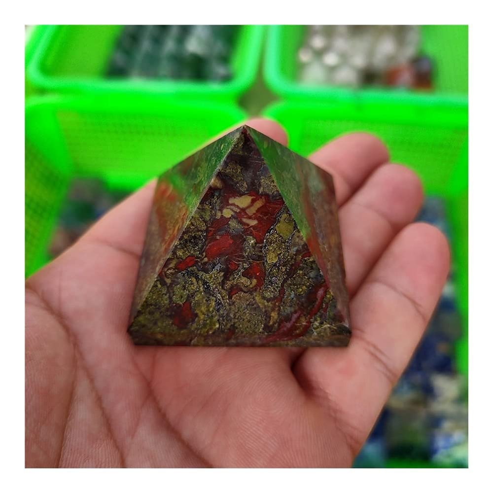NWPNLXEA Home Collections 4-5cm Natural Crystal Dragon Blood Stone Pyramid Cut from Crafts (Size : 4cm)