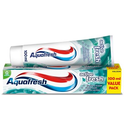 Aquafresh Active Fresh Toothpaste 100ml  Long-Lasting Fresh Breath & Daily Oral Care Protection
