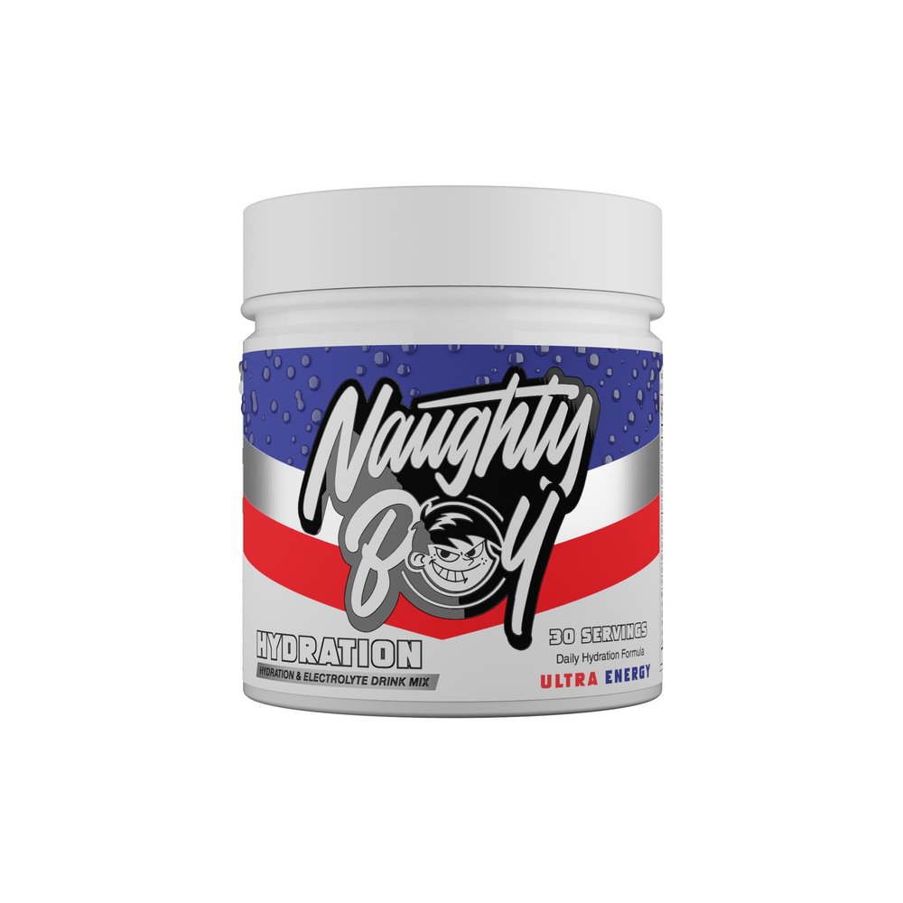 Naughty Boy Hydration Electrolyte Powder - Zero Sugar Drink Mix with Electrolytes for Hydration, Performance & Recovery - 30 Servings [Ultra Energy]