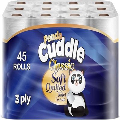 FR Enterprises Panda Cuddle Soft Quilted Toilet Rolls | Super Quality Tissues| 3 Ply Toilet Paper | Provide Ultimate Quilted Comfort | Compostable & Sustainable Tissue Roll (Classic, Pack of 45)