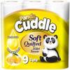 Ayn Al Madina Panda Cuddle Soft Quilted Toilet Rolls | Super Quality Tissues| 3 Ply Toilet Paper | Provide Ultimate Quilted Comfort | Compostable & Sustainable Tissue Roll (Lemon Zest, Pack of 9)