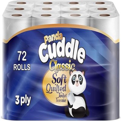 Ayn Al Madina Panda Cuddle Soft Quilted Toilet Rolls | Super Quality Tissues| 3 Ply Toilet Paper | Provide Ultimate Quilted Comfort | Compostable & Sustainable Tissue Roll (Classic, Pack of 72)