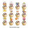 IEEDFJKK 12pack/lot Happy Easter Cake Decorations Chicken Carrot Cake Topper For Cafe Party Accessories Easter Themed Cake view 3