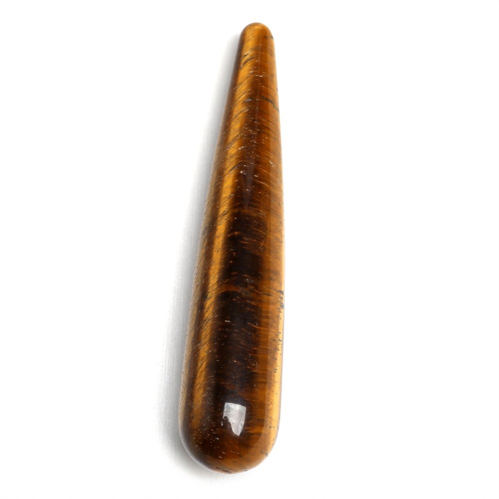 Home Collections 11cm Natural Quartz Wand Crystal Tiger Eye Point Massage Face Body Exercise Tool Roller Stick Love Stone Healthy Gift