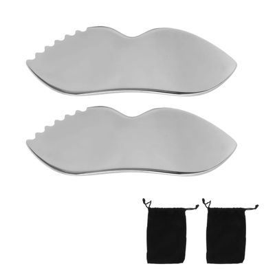 2Pcs Gua Sha Stainless Steel - Gua Sha Tool - Gua Sha Stone - Gua Sha Myofascial Massage Board - Guasha Tool Face - Stainless Steel Gua Sha Comb - for Face, Eyes, Neck and Body (2Pcs)