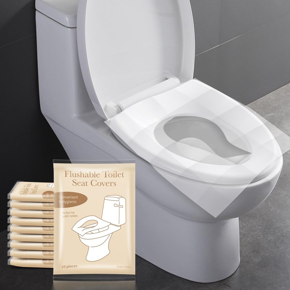 LiTianine Disposable Toilet Seat Covers,100PCS Flushable Toilet Seat Covers for Road Trips,Travel, Airplane,Camping,Shopping Mall