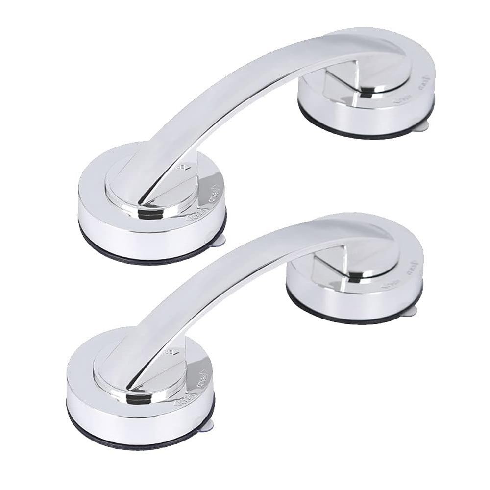 2 Pcs Grab Bars for Bathroom Suction Shower Safety Bars for Seniors Anti Slip Senior Assist Safety Support Handicap Grab Bars Without Drilling Silver
