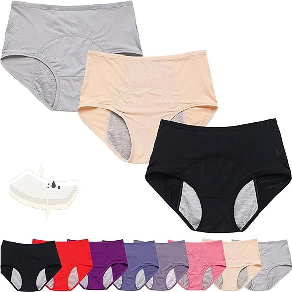 3/4/8 Packs Leakproof Ladies Underwear for Women Over 60, Incontinence (3PCS-B, CN-XL)
