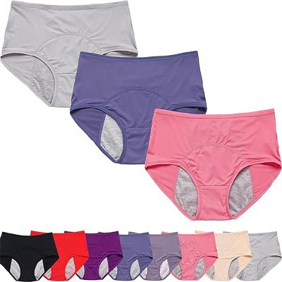 3/4/8 Packs Leakproof Underwear,Leakproof Ladies Underwear,Leakproof Ladies Underwear Over 60,Leakproof Underwear for Women Incontinence (3PCS-A,CN-2XL)