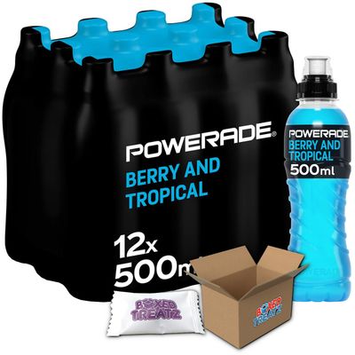 Powerade Berry & Tropical | 12 X 500ml | Great Tasting Isotonic Sports Drink For Hydration & Performance | Boxed Treatz