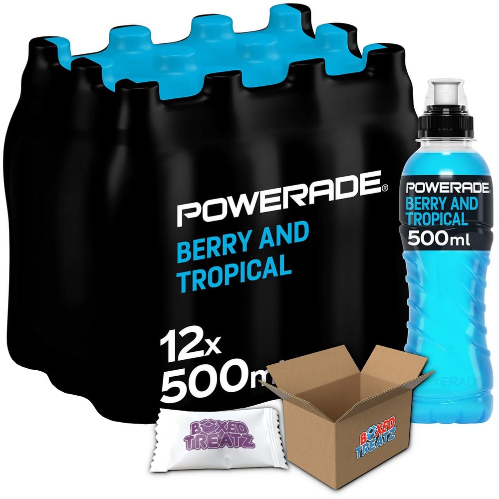 Powerade Berry & Tropical | 12 X 500ml | Great Tasting Isotonic Sports Drink For Hydration & Performance | Boxed Treatz