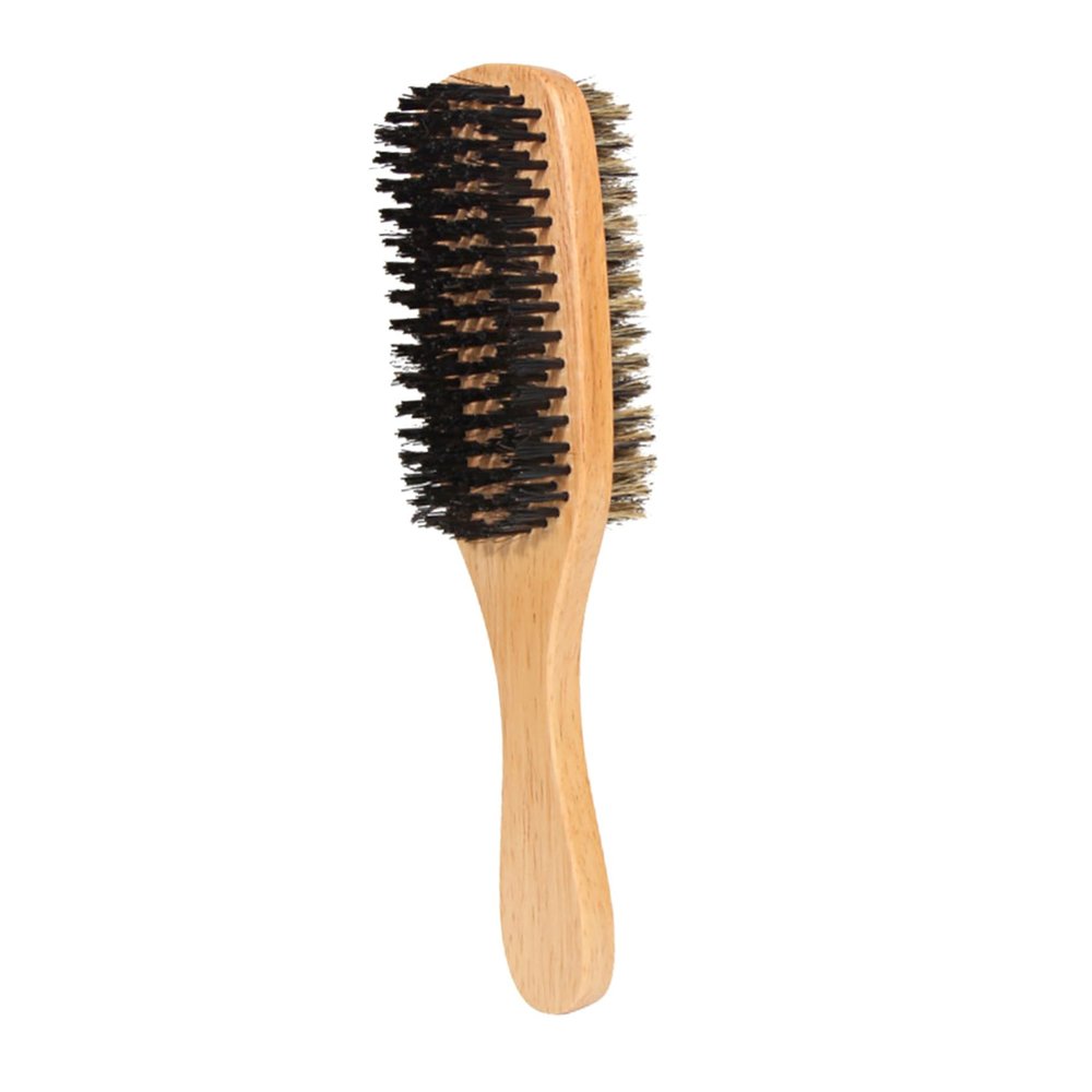 FRCOLOR Double-sided Mens Beard Brush Large Boar Bristle and Beech Wood Hair Grooming Tool for Facial Hair Cleaning and Styling Suitable for Salon and Home Use