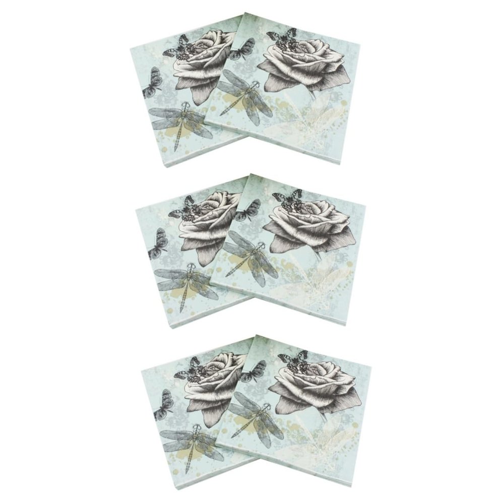 Didiseaon 60pcs Dragonfly Party Napkins Printed Beautiful Flowers for Birthday Celebrations Home Gatherings and Festive Occasions