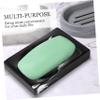Amosfun Grey European Soap Dish Soap Holder Draining Dish Travel Lid Box Resin Container view 4