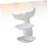 Ciieeo Double Soap Dish Holder Rack Plastic Wall Mounted Soap Dish Fish Tail Shape Design for Bathroom Shower Caddy Hanging Home Decor view 2
