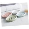Ciieeo Silicone Soap Dish Soap Tray Oval Drainage Holder White Non-slip Bathroom Kitchen Shower Box view 3