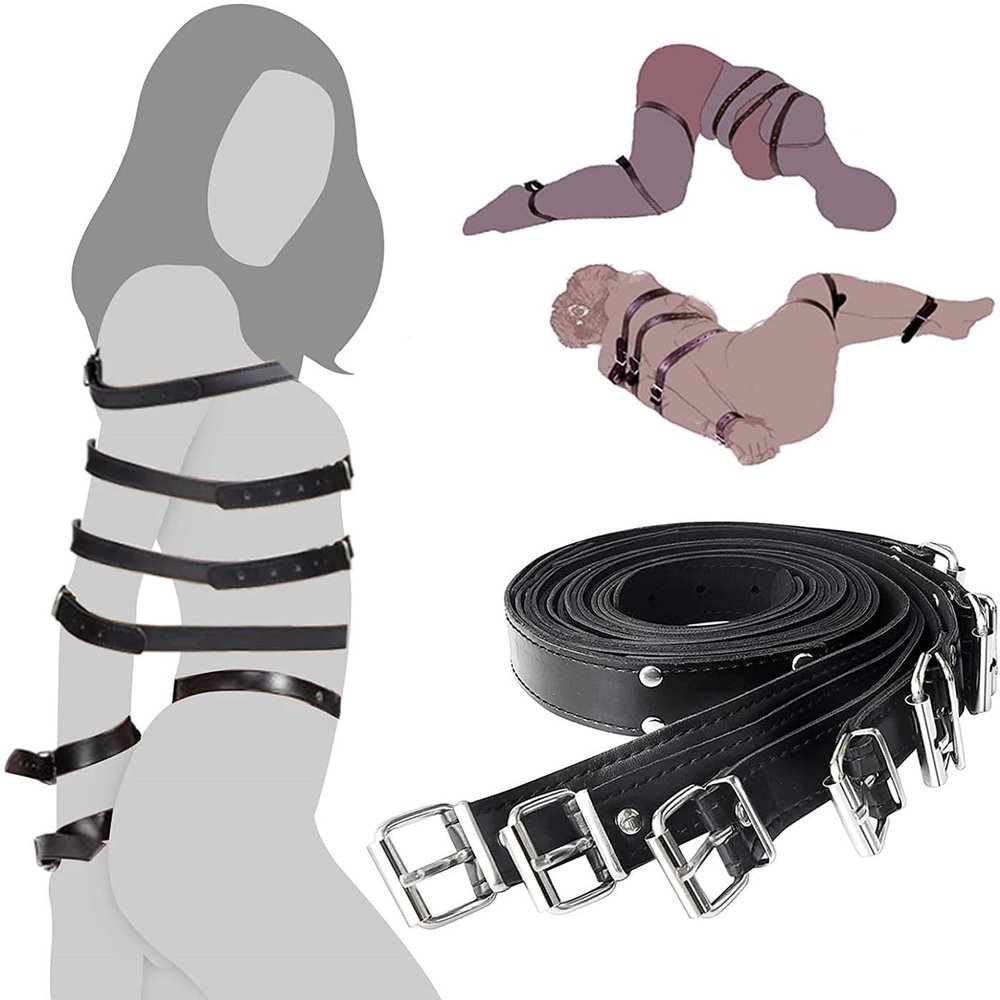 7 Comfortable Fixable Black Adjustable Artificial Restraints Kit Suitable for Beginners and Couples