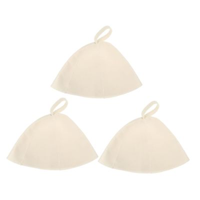 Healeved Thickened Felt Sauna Hat 3pcs White Bathing Cap Supple Head Protector for Sauna Room and Bathroom Spa Accessories