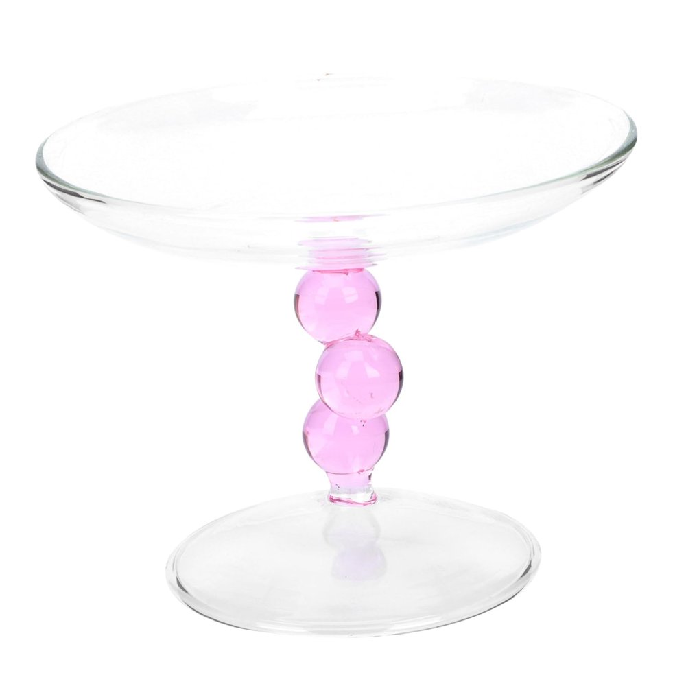 Alipis Glass Dessert Display Stand Fruit Plate Cake Stand Snack Tray Stylish and Functional Pink 1PC